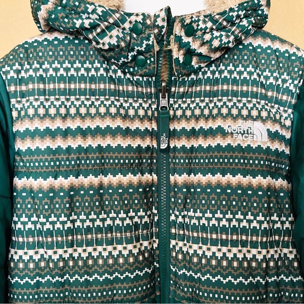 THE NORTH FACE Little Boy Reversible Jacket Size 10 Medium Grey white and Brow - Picture 6 of 13